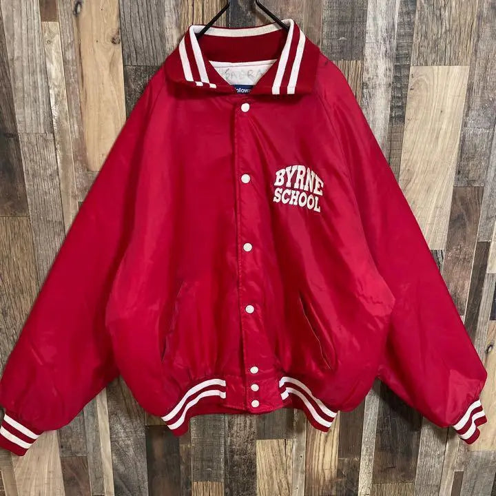 Stadium jacket blouson XL nylon red men's old clothes long sleeve jacket