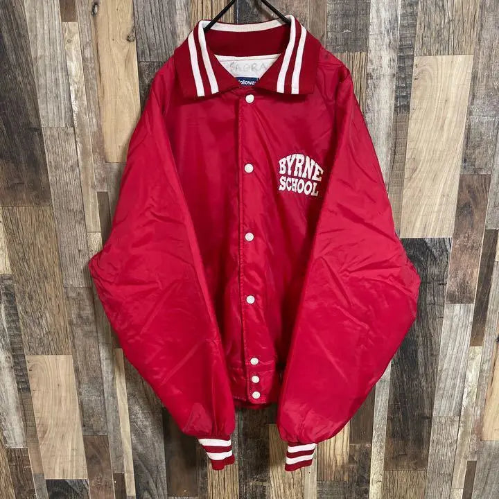 Stadium jacket blouson XL nylon red men's old clothes long sleeve jacket