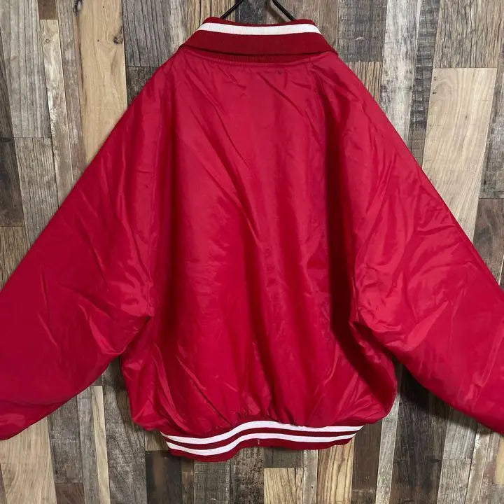 Stadium jacket blouson XL nylon red men's old clothes long sleeve jacket