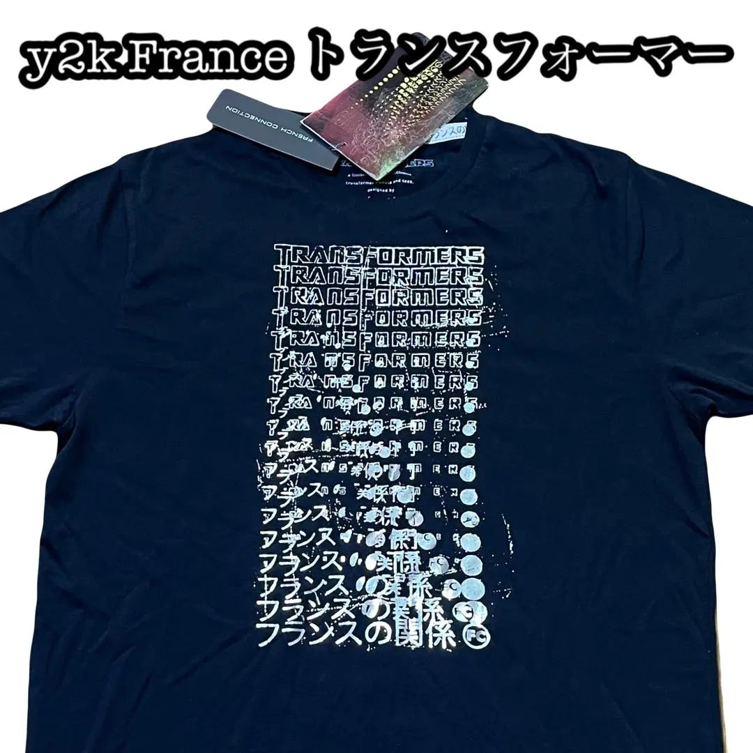 90s y2k France Transformers Silver Print M Black