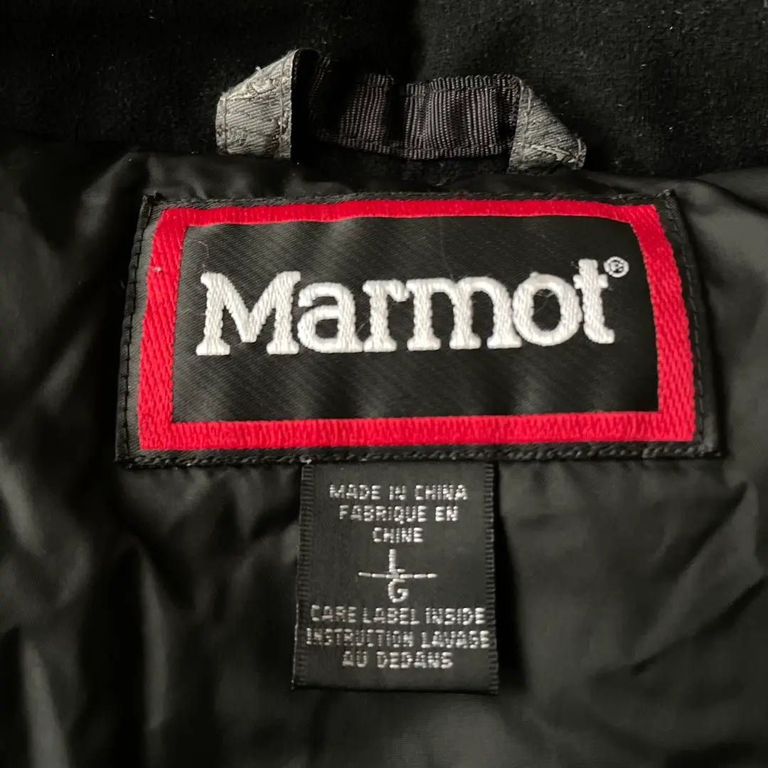 00'S MARMOT Chaqueta de plumas Marmot con logo negro | Marmota de los años 2000