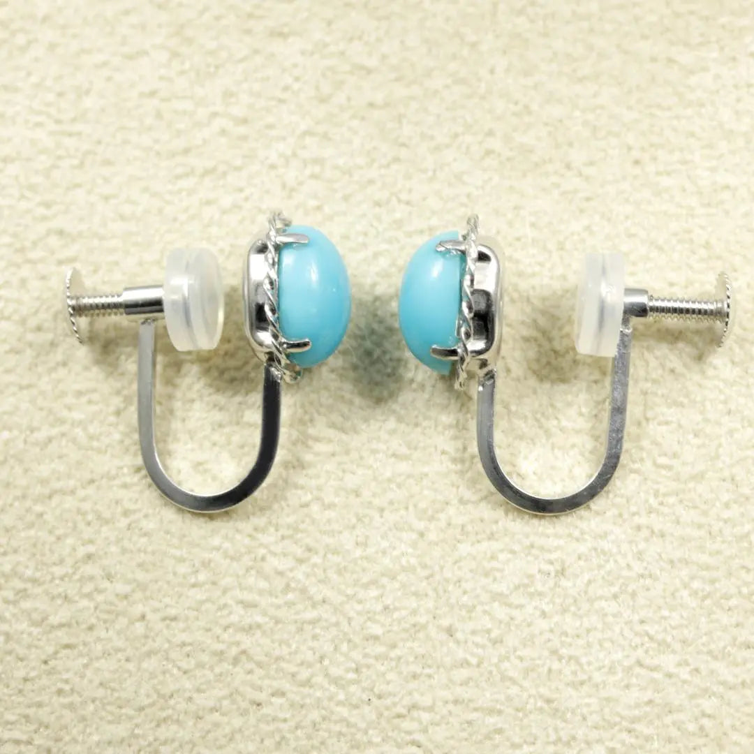 Simple turquoise earrings, screw-type fittings, K18WG