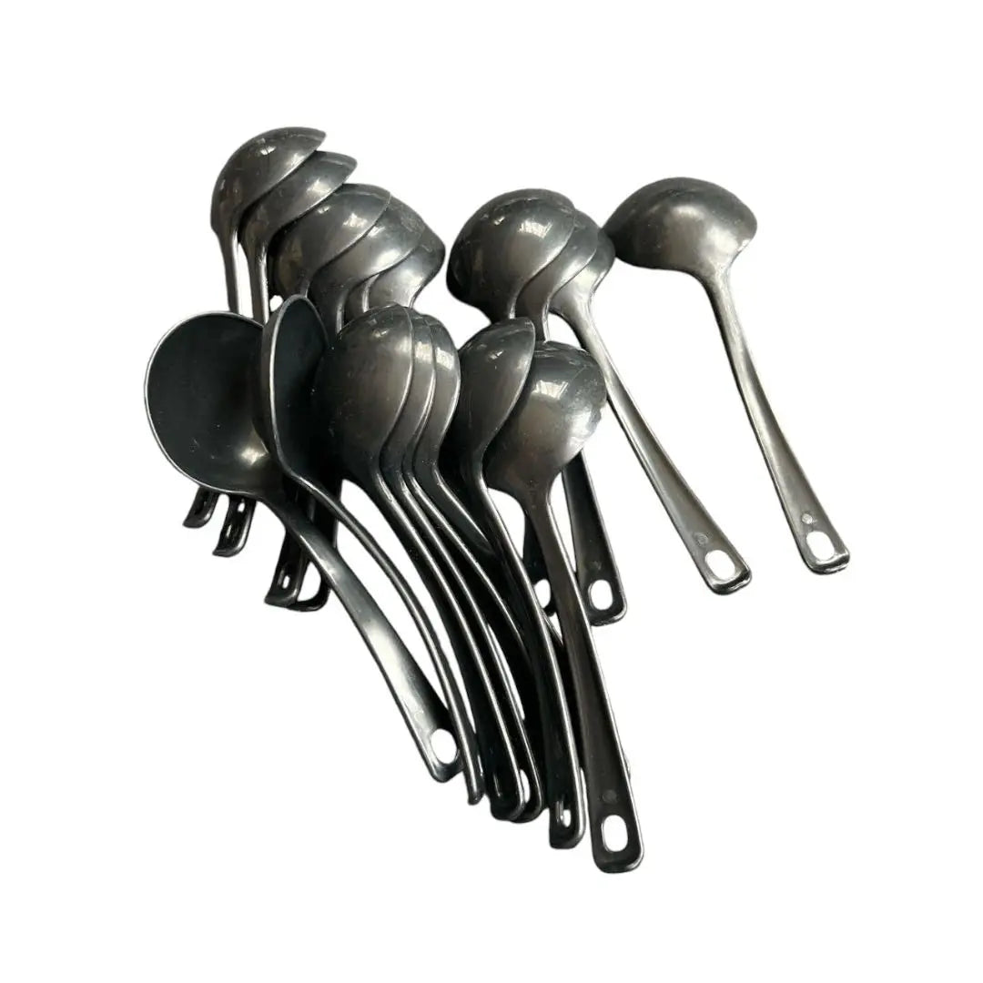 Plastic Spoon, Lotus Soup Spoon, 18 Pieces, Black, Outdoor