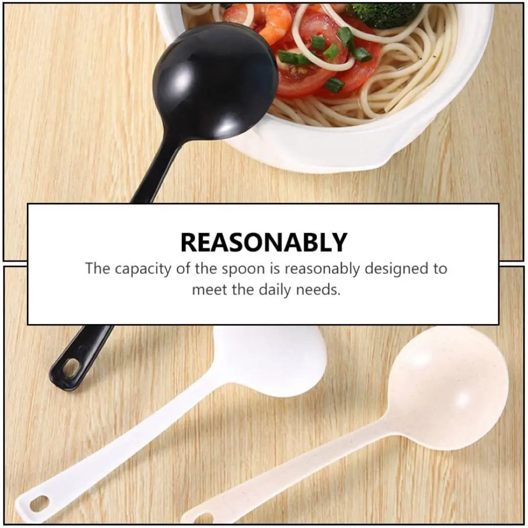 Plastic Spoon, Lotus Soup Spoon, 18 Pieces, Black, Outdoor