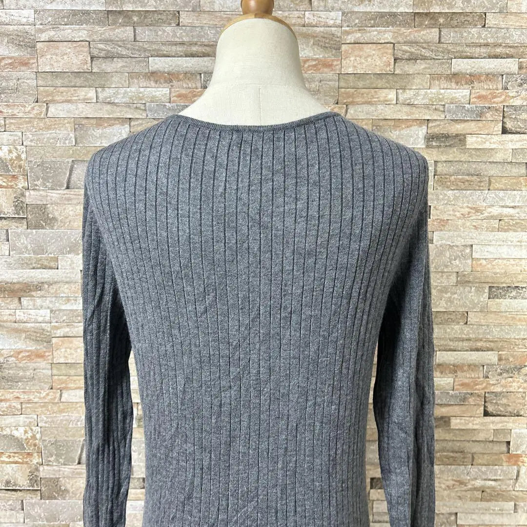 [GU] Knit cut and sew V-neck rib pullover Unicolor