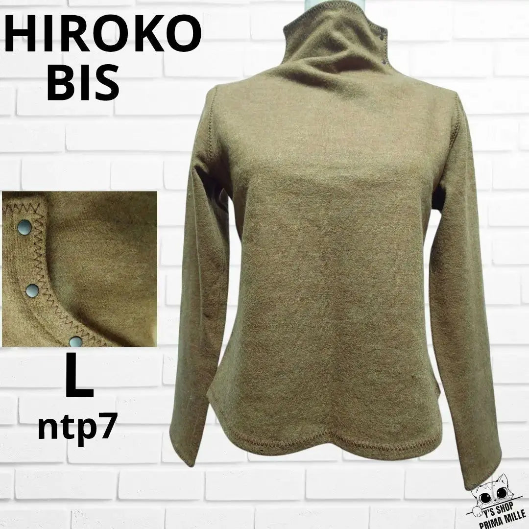 HIROKO BIS Ochre Button Bottle Neck Top Wool 100ntp7