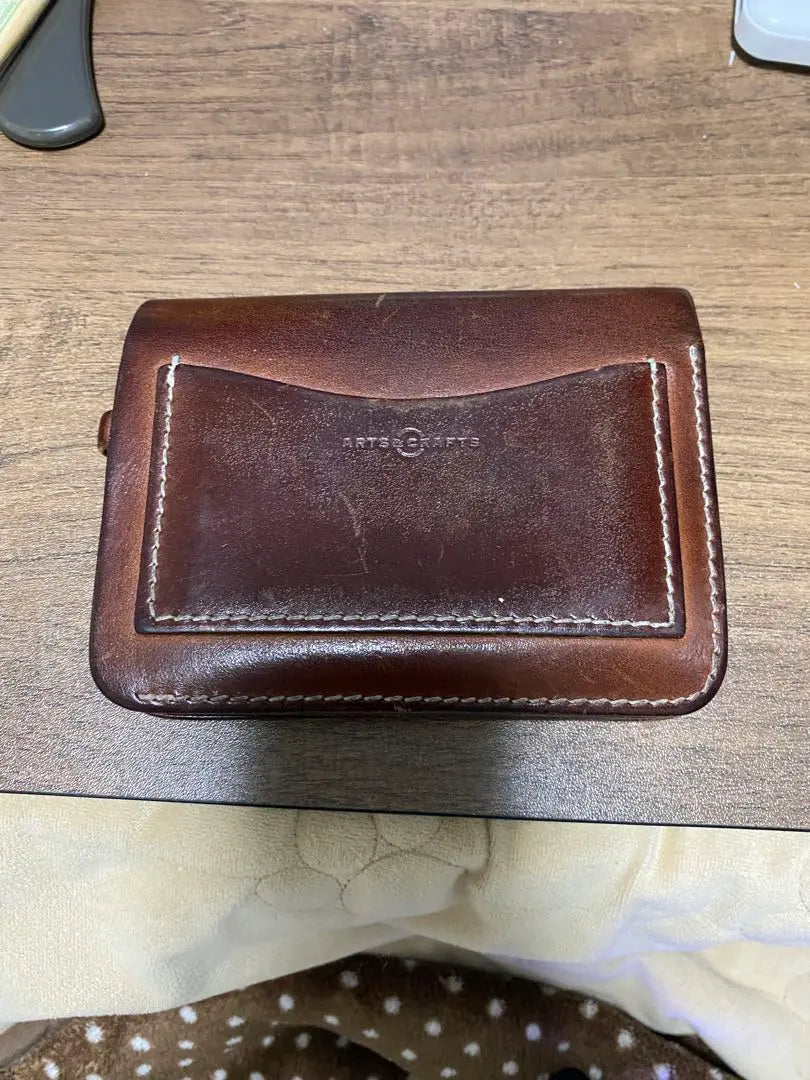 ARTS CRAFTS Leather Coin Case Wallet Brown