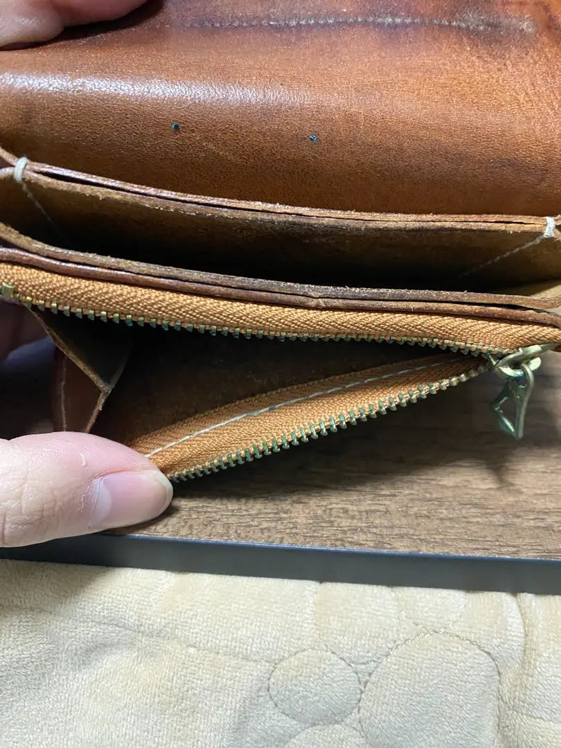 ARTS CRAFTS Leather Coin Case Wallet Brown