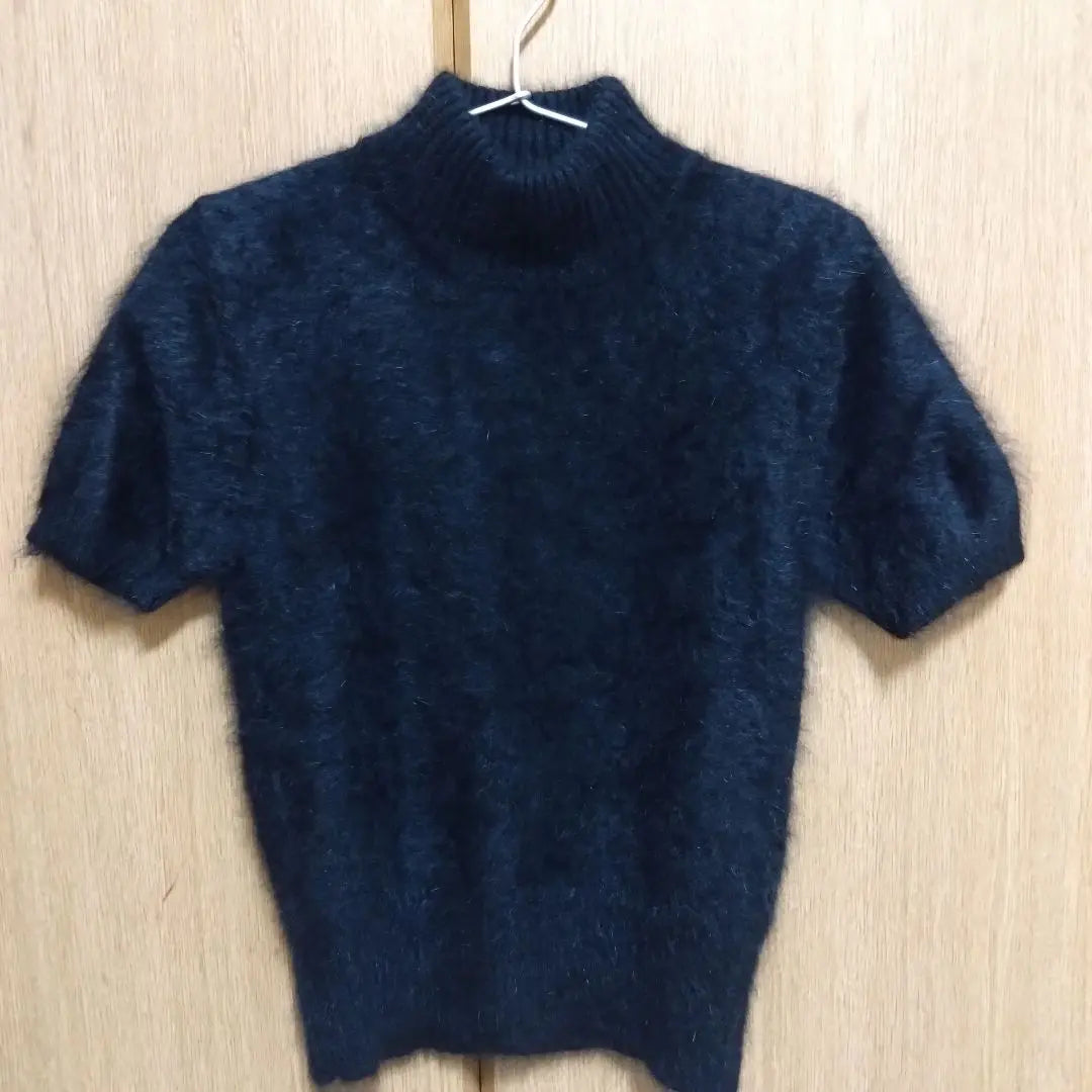 Angora blend twin knit black M