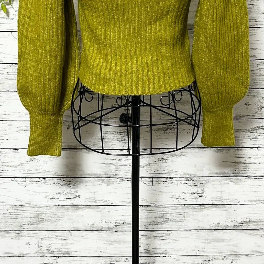 A1127 GRL Olive Green Ribbed Knit Long Sleeve Off Shoulder S