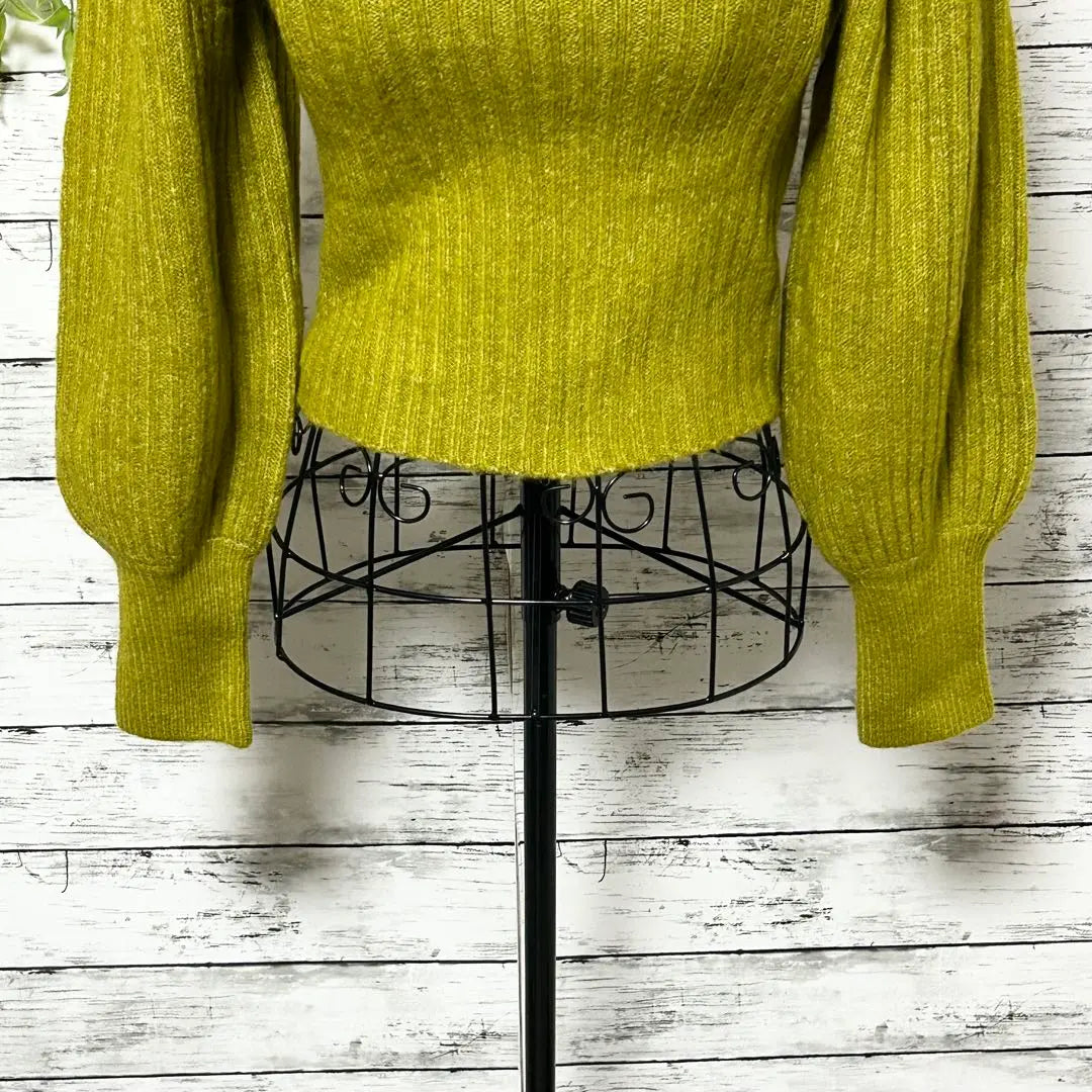 A1127 GRL Olive Green Ribbed Knit Long Sleeve Off Shoulder S