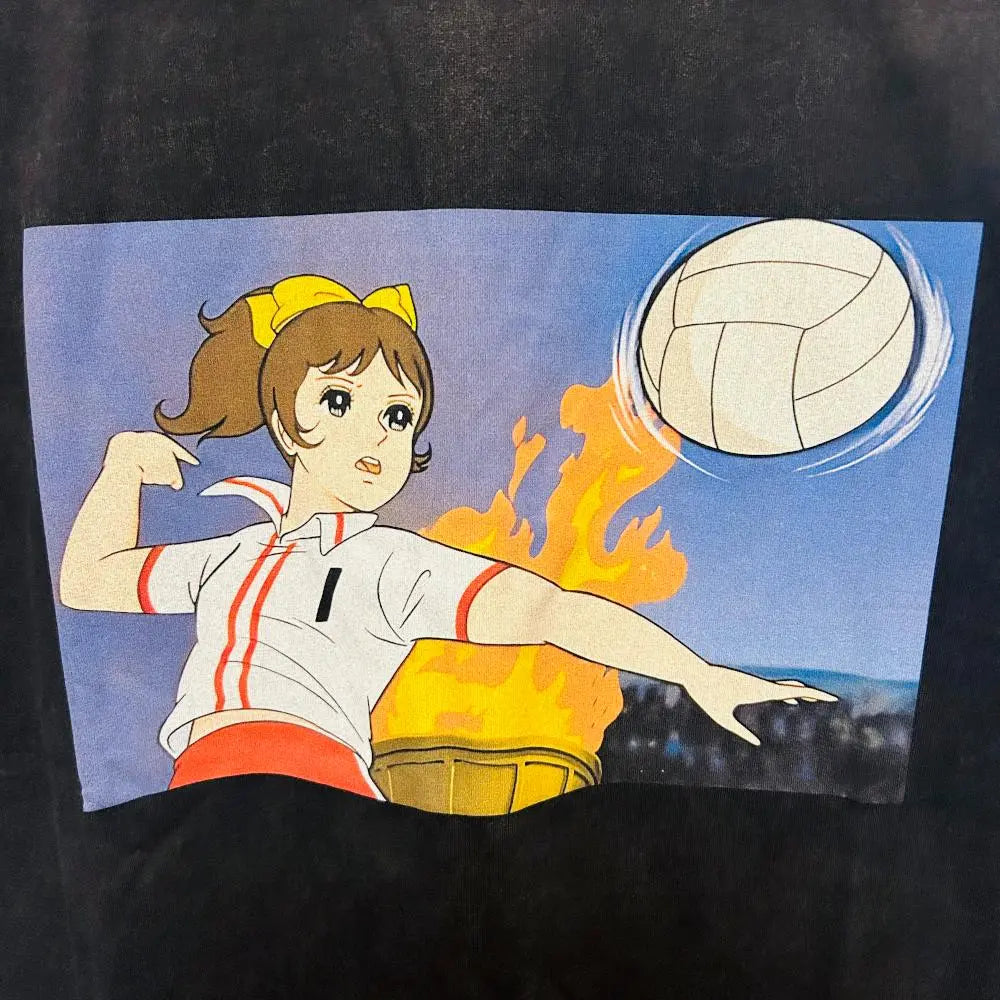 Showa Volleyball Girl T-shirt Short Sleeve Men's Vintage Reprint L XL