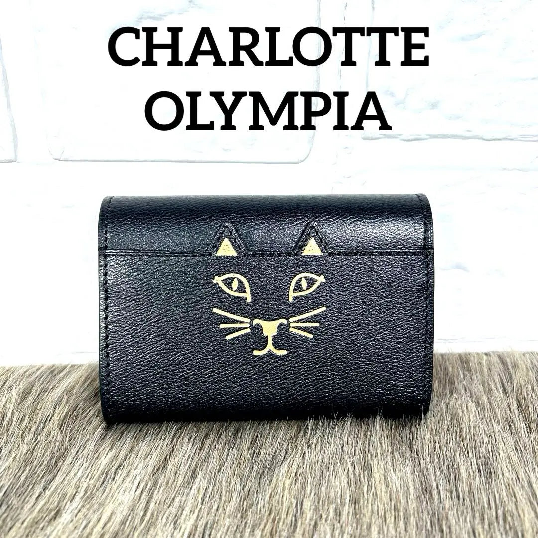 《Beautiful condition✨Rare》CHARLOTTE OLYMPIA Card Case Cat Black C410