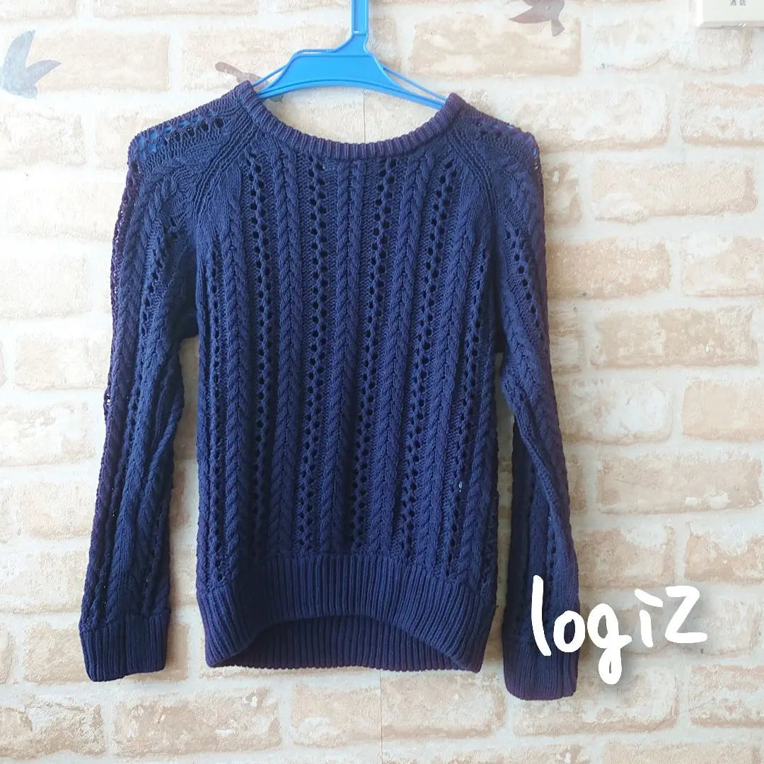 ★logiZ★Used★Simple knit long sleeve knit top★Navy★M