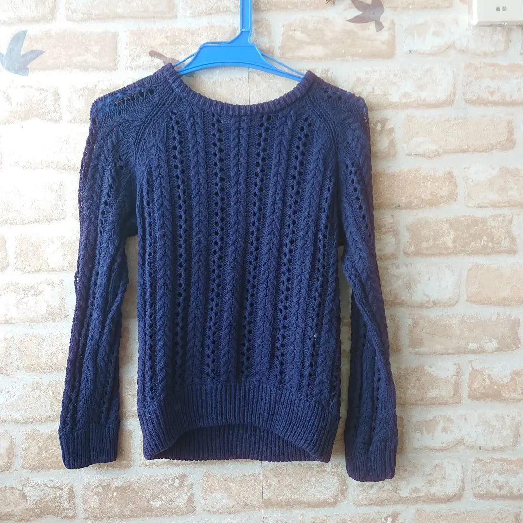 ★logiZ★Used★Simple knit long sleeve knit top★Navy★M