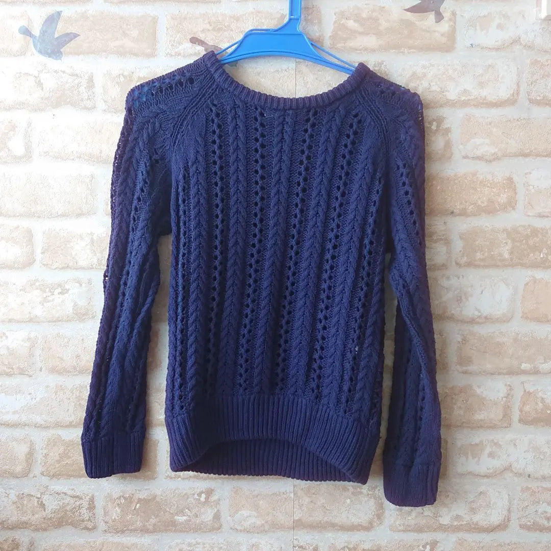 ★logiZ★Used★Simple knit long sleeve knit top★Navy★M