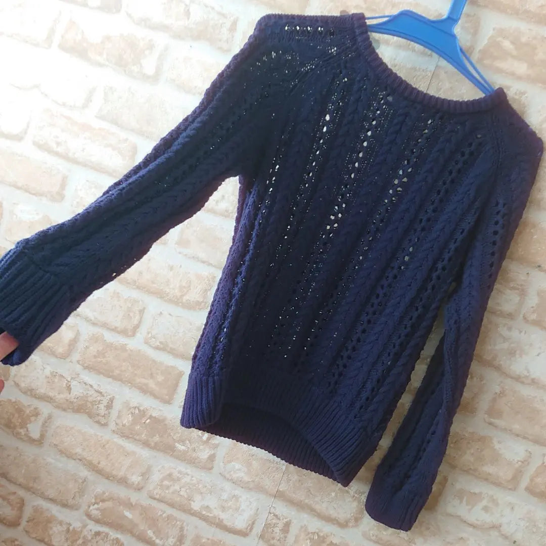 ★logiZ★Used★Simple knit long sleeve knit top★Navy★M