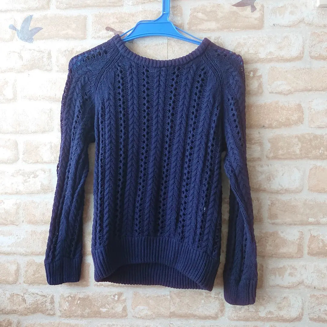 ★logiZ★Used★Simple knit long sleeve knit top★Navy★M