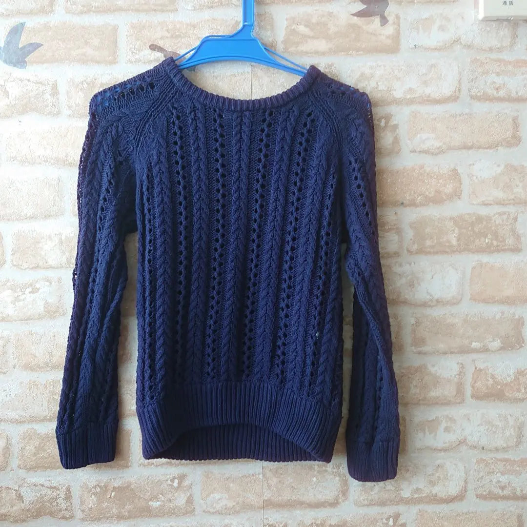 ★logiZ★Used★Simple knit long sleeve knit top★Navy★M