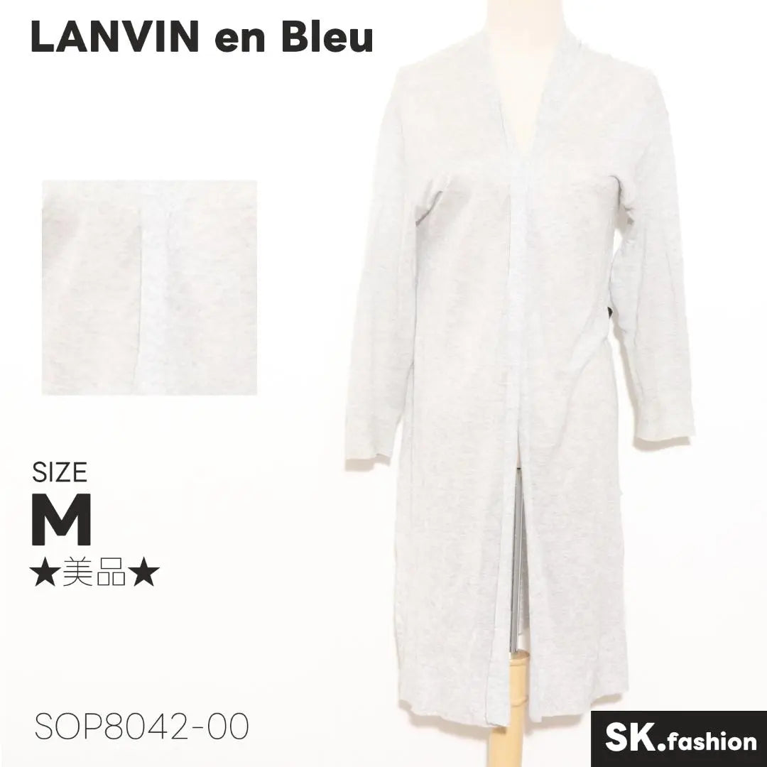 ★Good condition★ LANVIN en Bleu Cardigan Long sleeve Knee length Front opening Ribbon | ★美品★ LANVIN en Bleu　カーディガン　長袖　膝丈　前開き　リボン