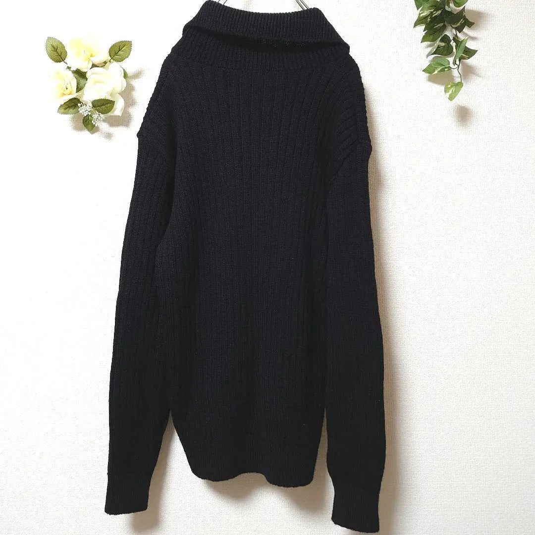 RANDOM-HOUSE Rib Knit Cardigan Full Zip 100% Wool