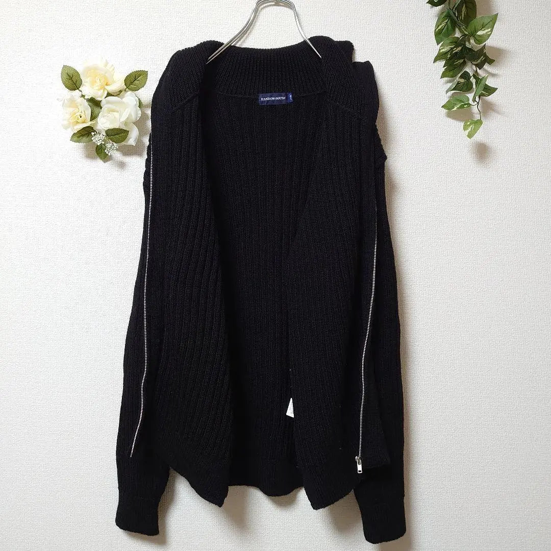 RANDOM-HOUSE Rib Knit Cardigan Full Zip 100% Wool