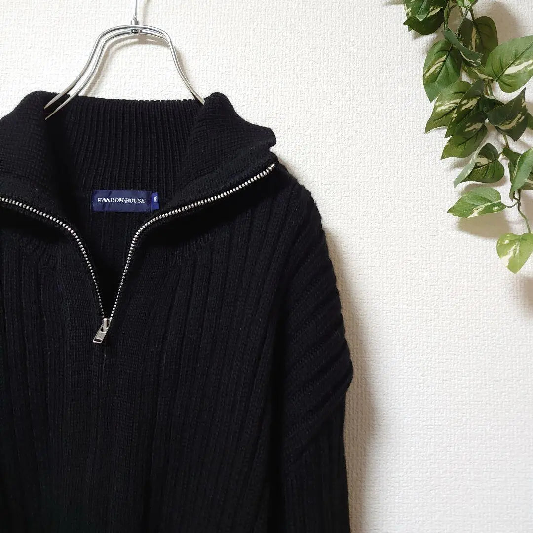 RANDOM-HOUSE Rib Knit Cardigan Full Zip 100% Wool