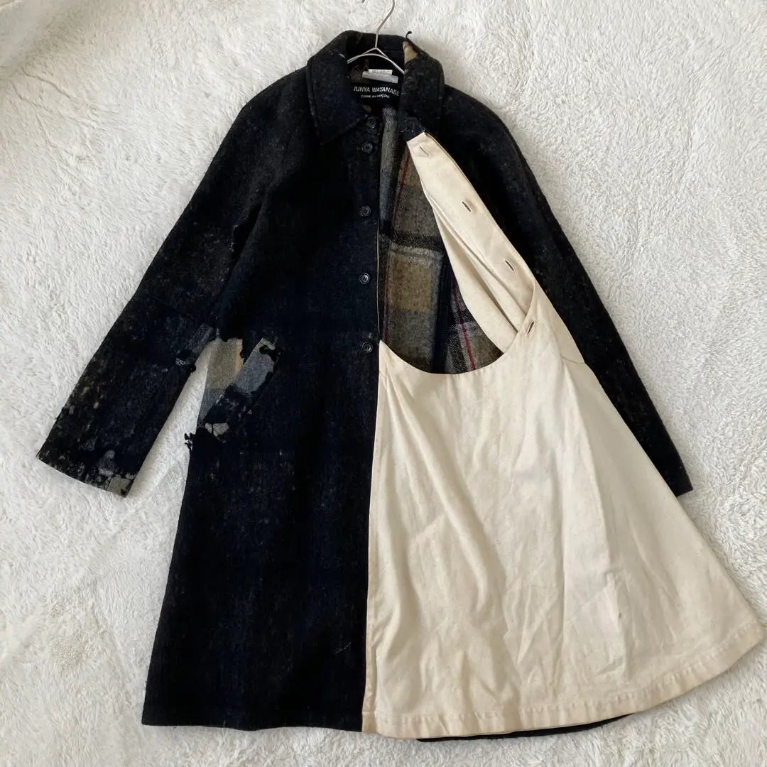 Rare JUNYA WATANABE Damage Processing Wool shrinking Chester coat | 希少 JUNYA WATANABE ダメージ加工 ウール縮絨 チェスターコート