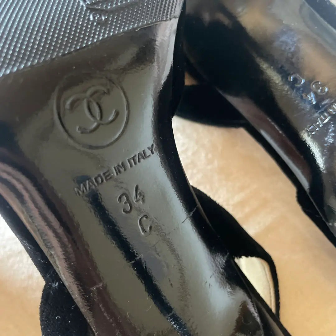 CHANEL Mule Camellia Velour 22.5