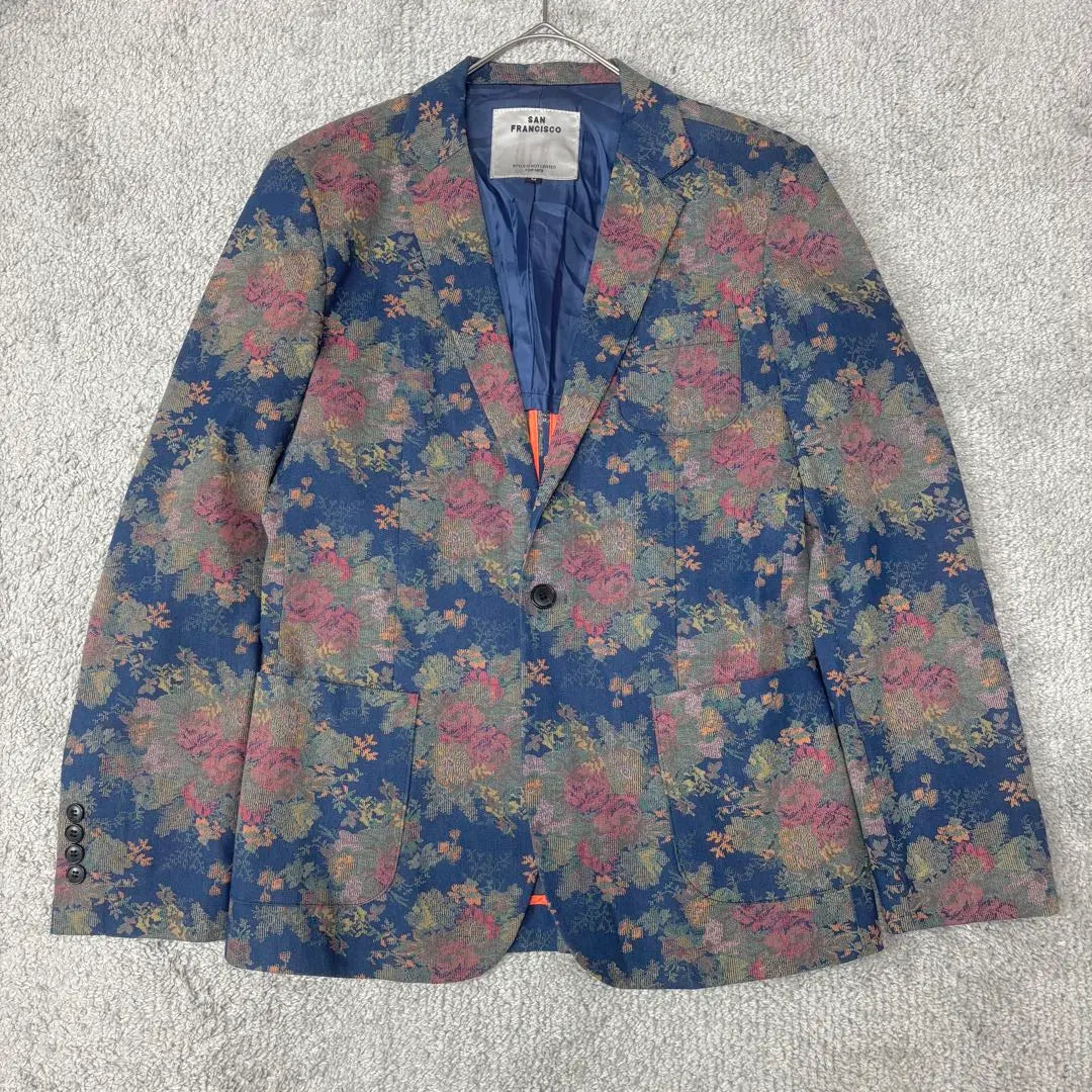 Chaqueta entallada con estampado floral de San Francisco en azul M Precioso estampado japonés