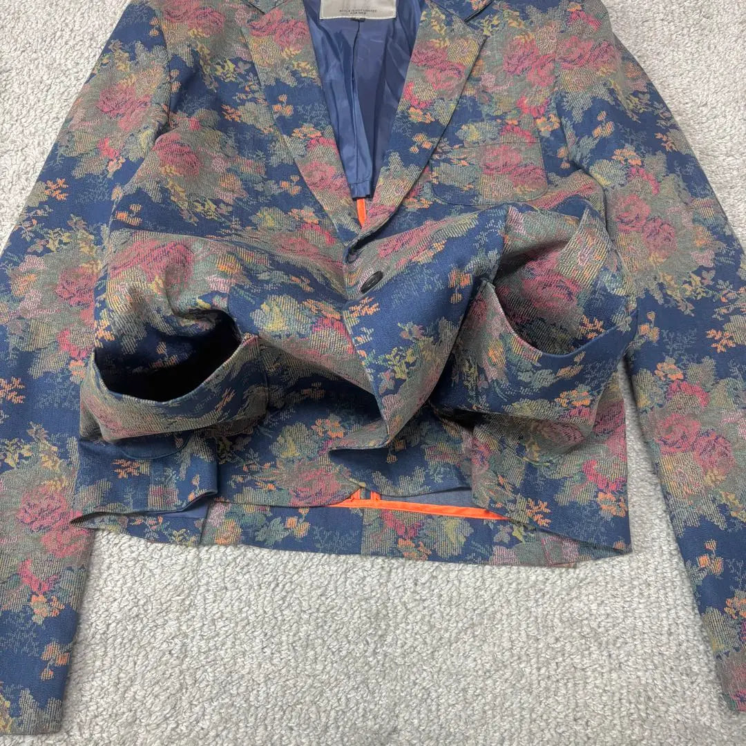 Chaqueta entallada con estampado floral de San Francisco en azul M Precioso estampado japonés