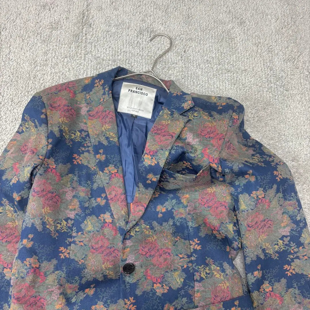 Chaqueta entallada con estampado floral de San Francisco en azul M Precioso estampado japonés