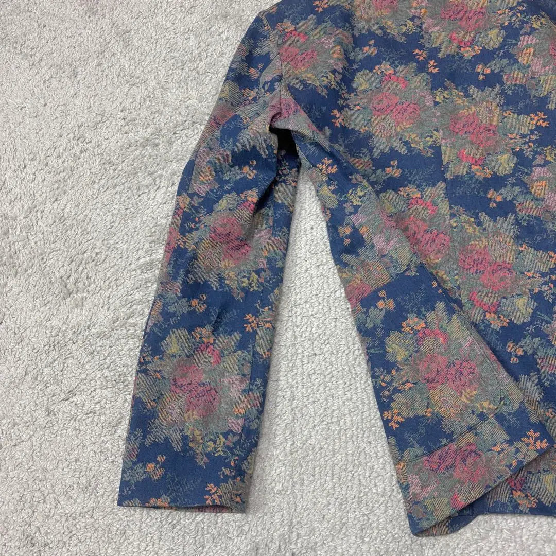 Chaqueta entallada con estampado floral de San Francisco en azul M Precioso estampado japonés