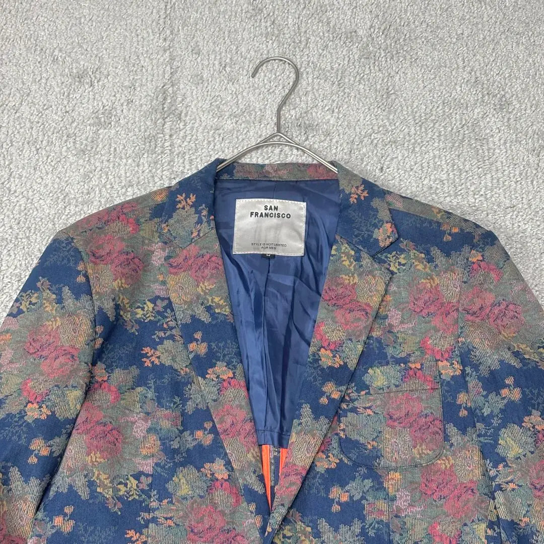 Chaqueta entallada con estampado floral de San Francisco en azul M Precioso estampado japonés