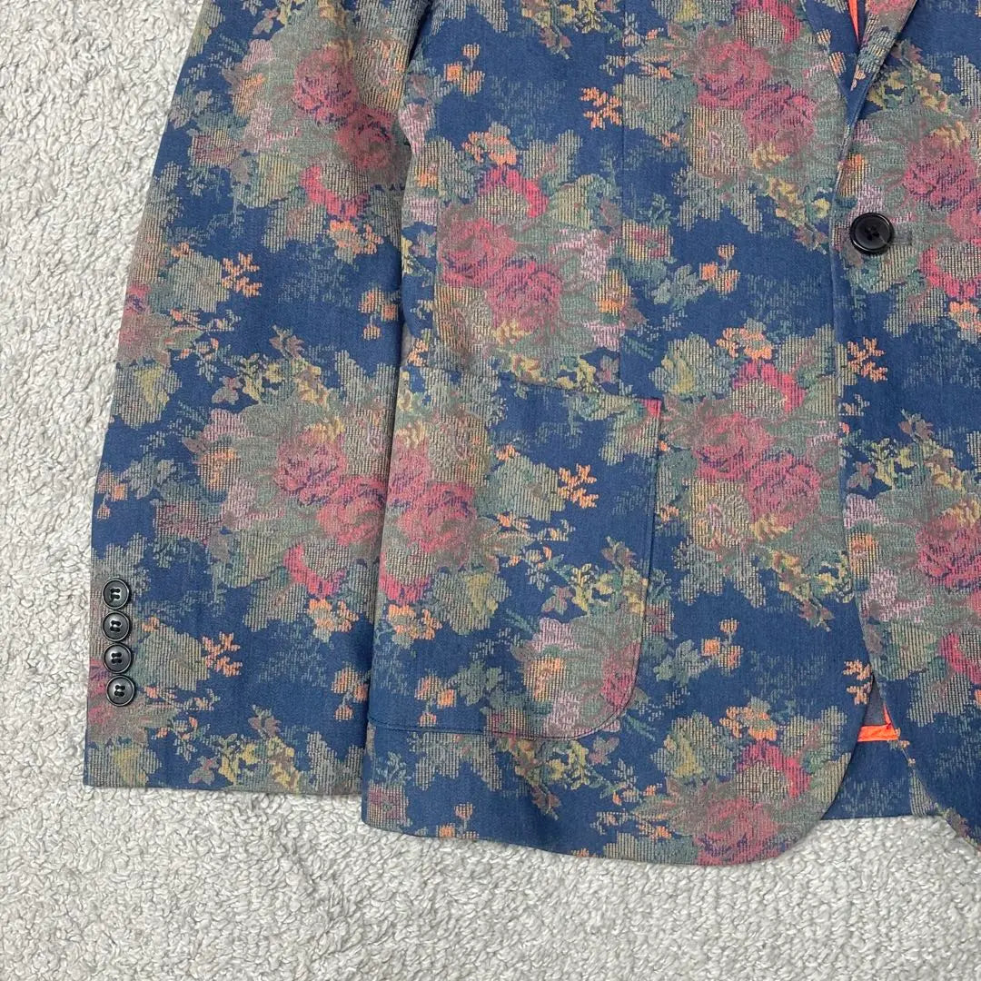 Chaqueta entallada con estampado floral de San Francisco en azul M Precioso estampado japonés