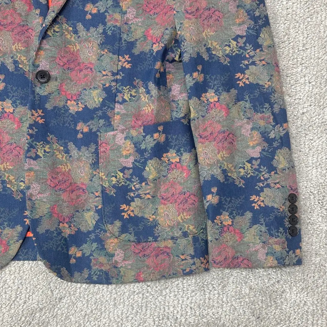 Chaqueta entallada con estampado floral de San Francisco en azul M Precioso estampado japonés