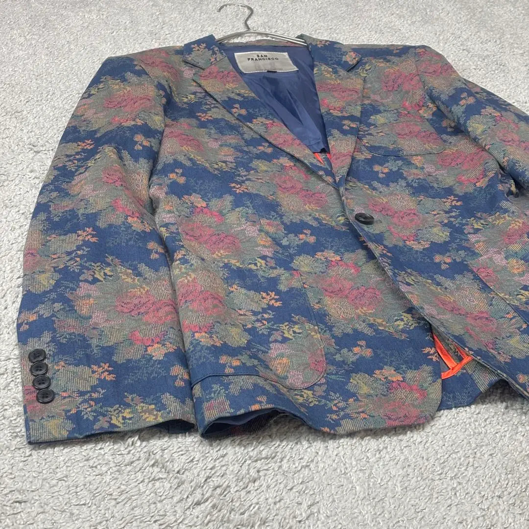 Chaqueta entallada con estampado floral de San Francisco en azul M Precioso estampado japonés