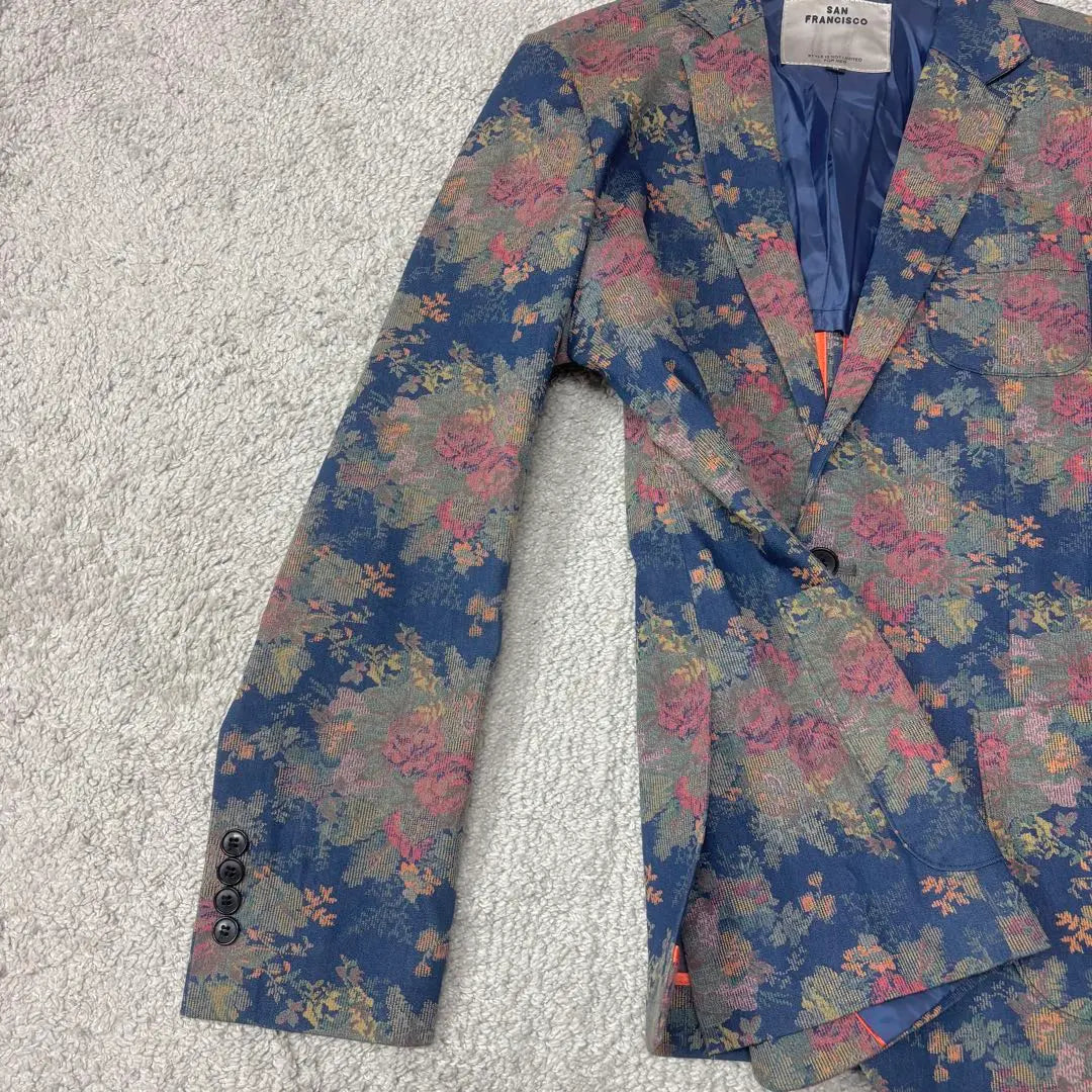 Chaqueta entallada con estampado floral de San Francisco en azul M Precioso estampado japonés