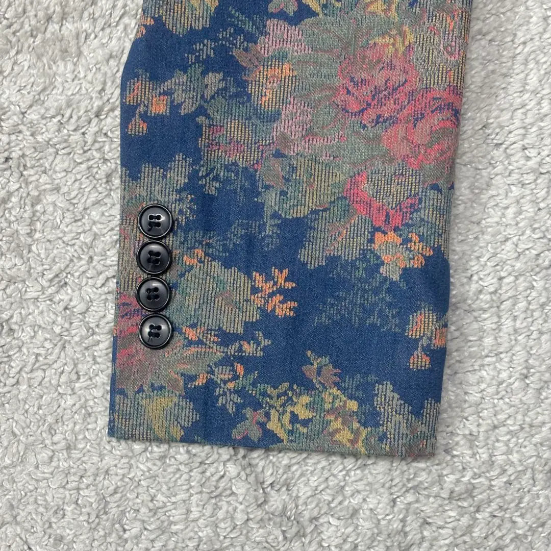 Chaqueta entallada con estampado floral de San Francisco en azul M Precioso estampado japonés