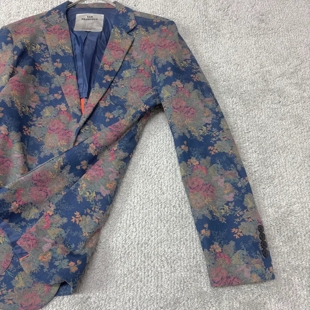 Chaqueta entallada con estampado floral de San Francisco en azul M Precioso estampado japonés