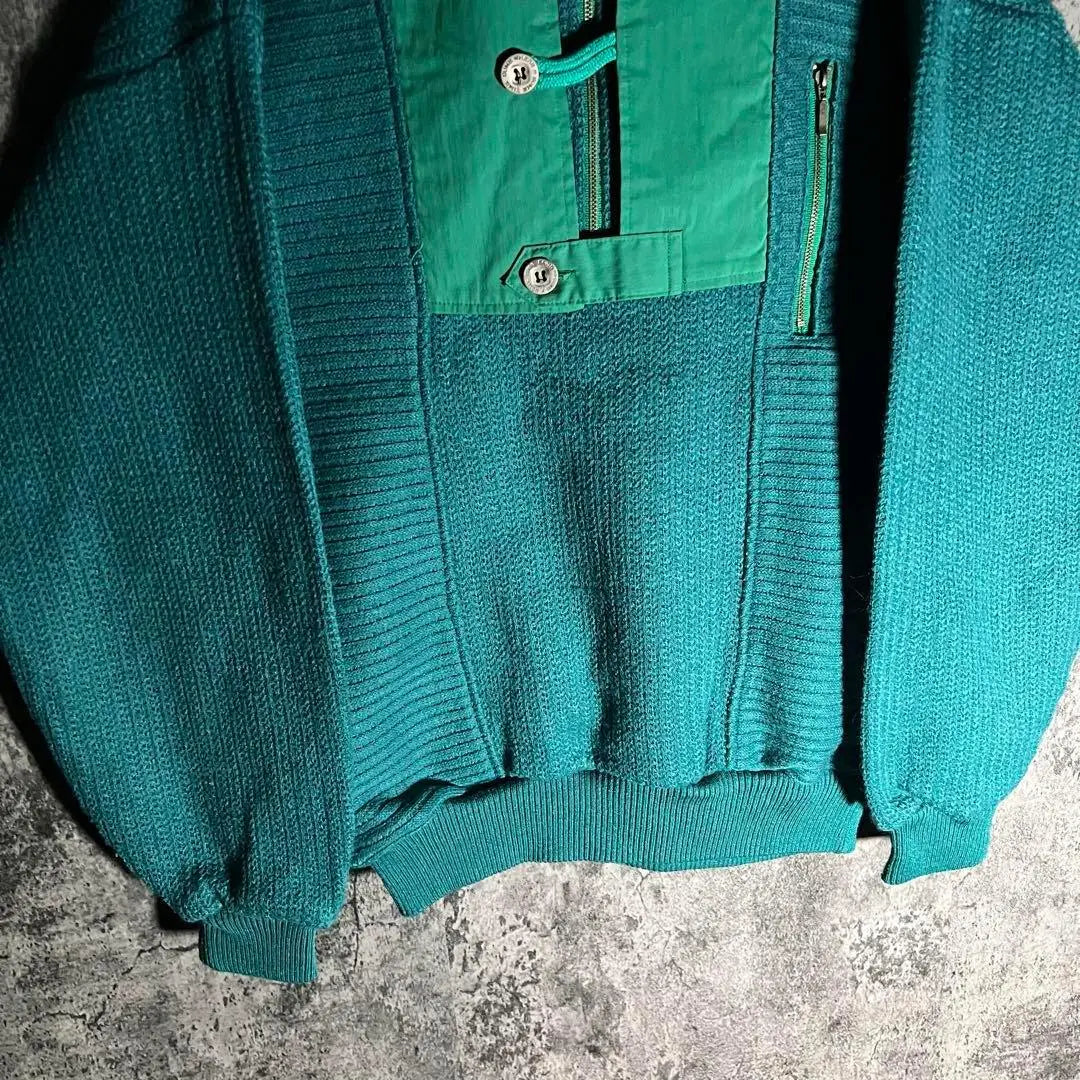 Vintage Green Half Zip Knit Vintage Retro Unique