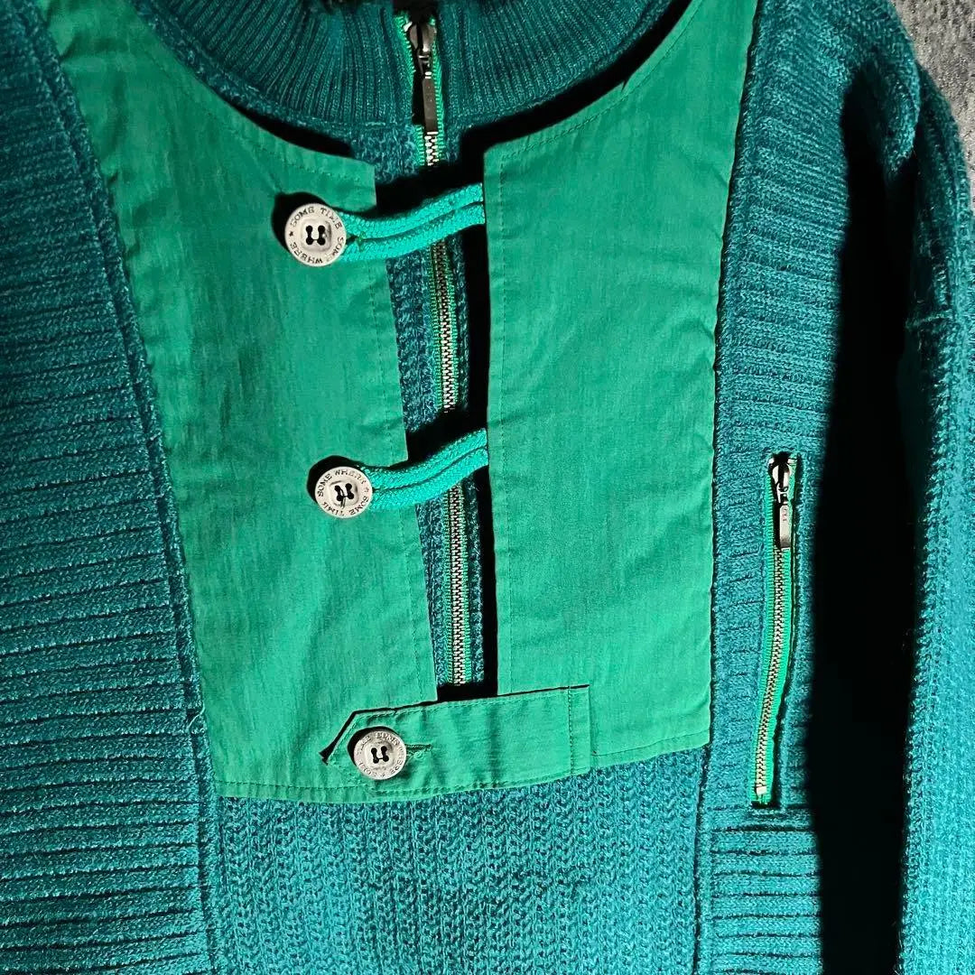 Vintage Green Half Zip Knit Vintage Retro Unique