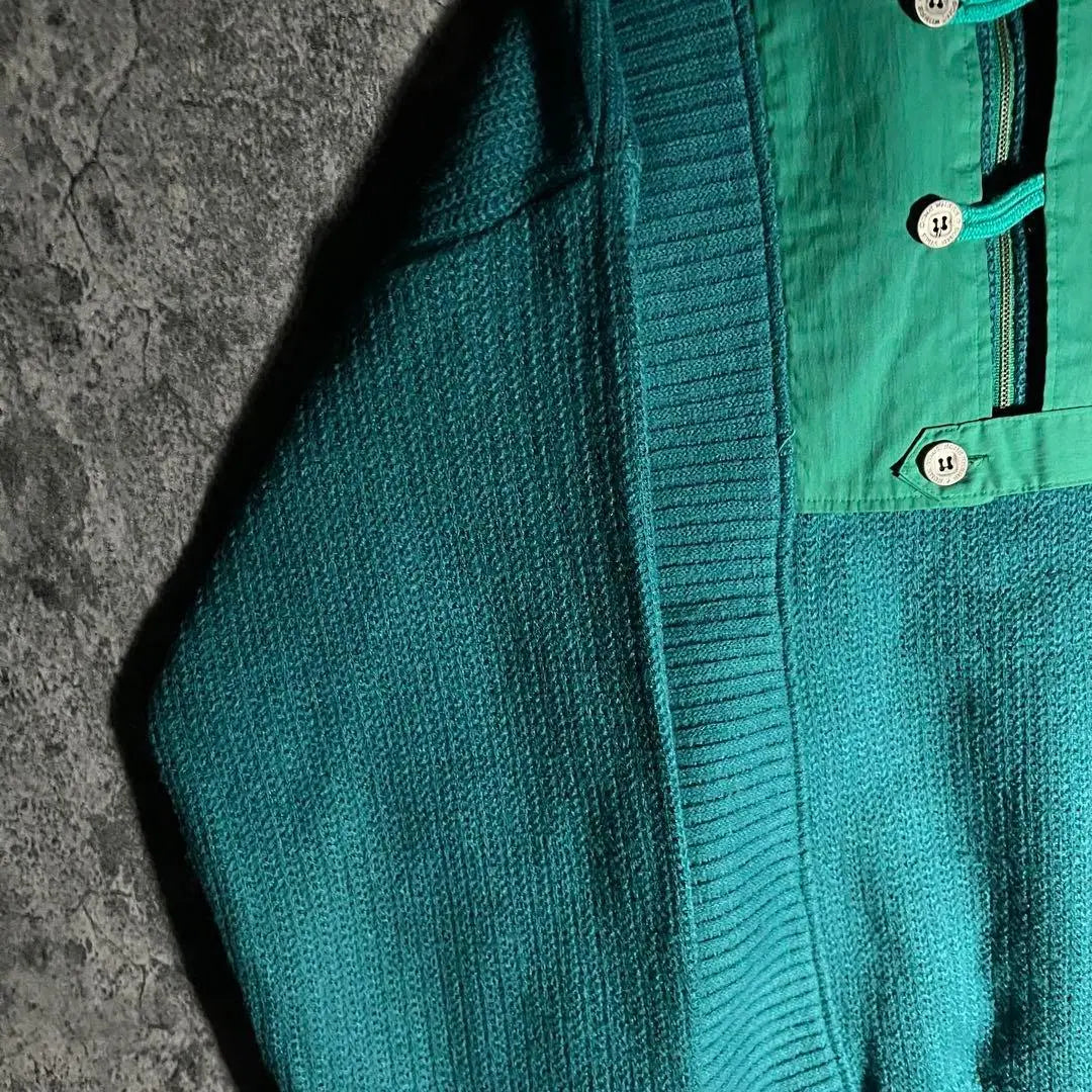 Vintage Green Half Zip Knit Vintage Retro Unique