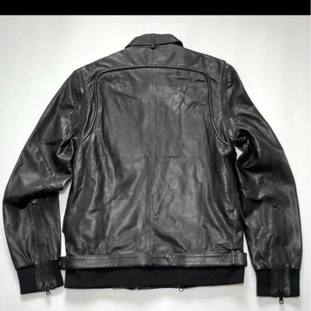 [Extremely beautiful] GIVENCHY Leather Jacket Riders Black 2WAY