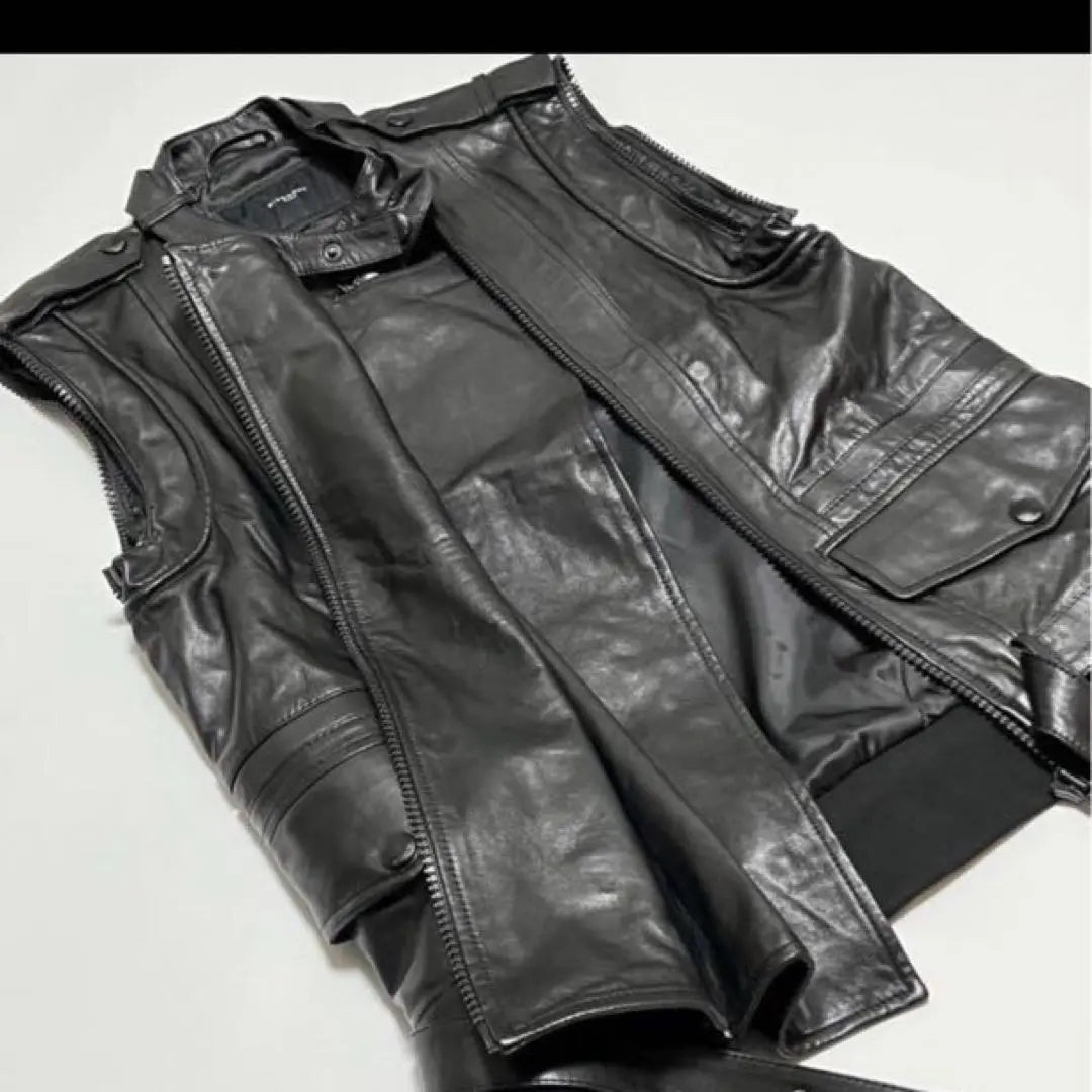 [Extremadamente hermoso] GIVENCHY Chaqueta de cuero Riders Black 2WAY | 【極美品】GIVENCHY レザー ジャケット ライダース ブラック 2way