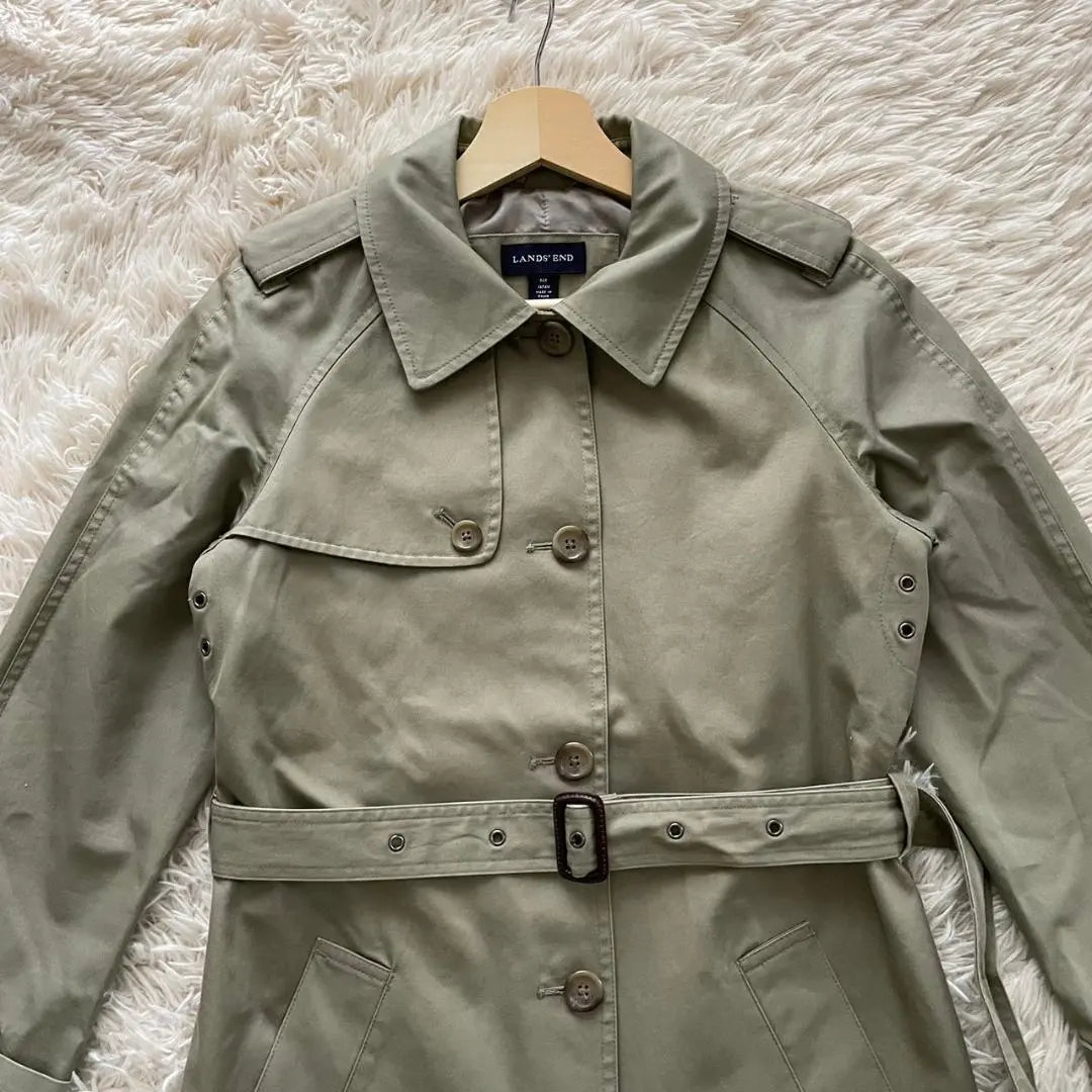 [Lands End] Trench coat 100% cotton Epaulette Beautiful classic Lining