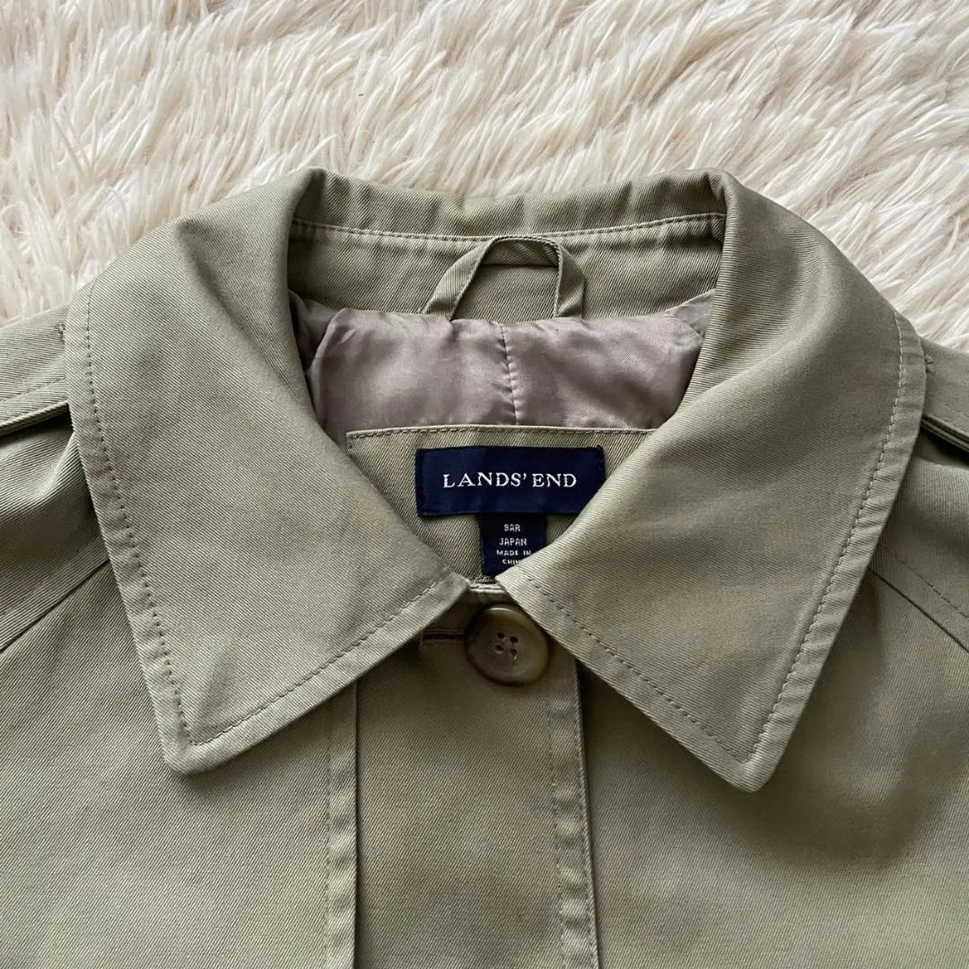 [Lands End] Gabardina 100% algodón Charretera Hermoso forro clásico