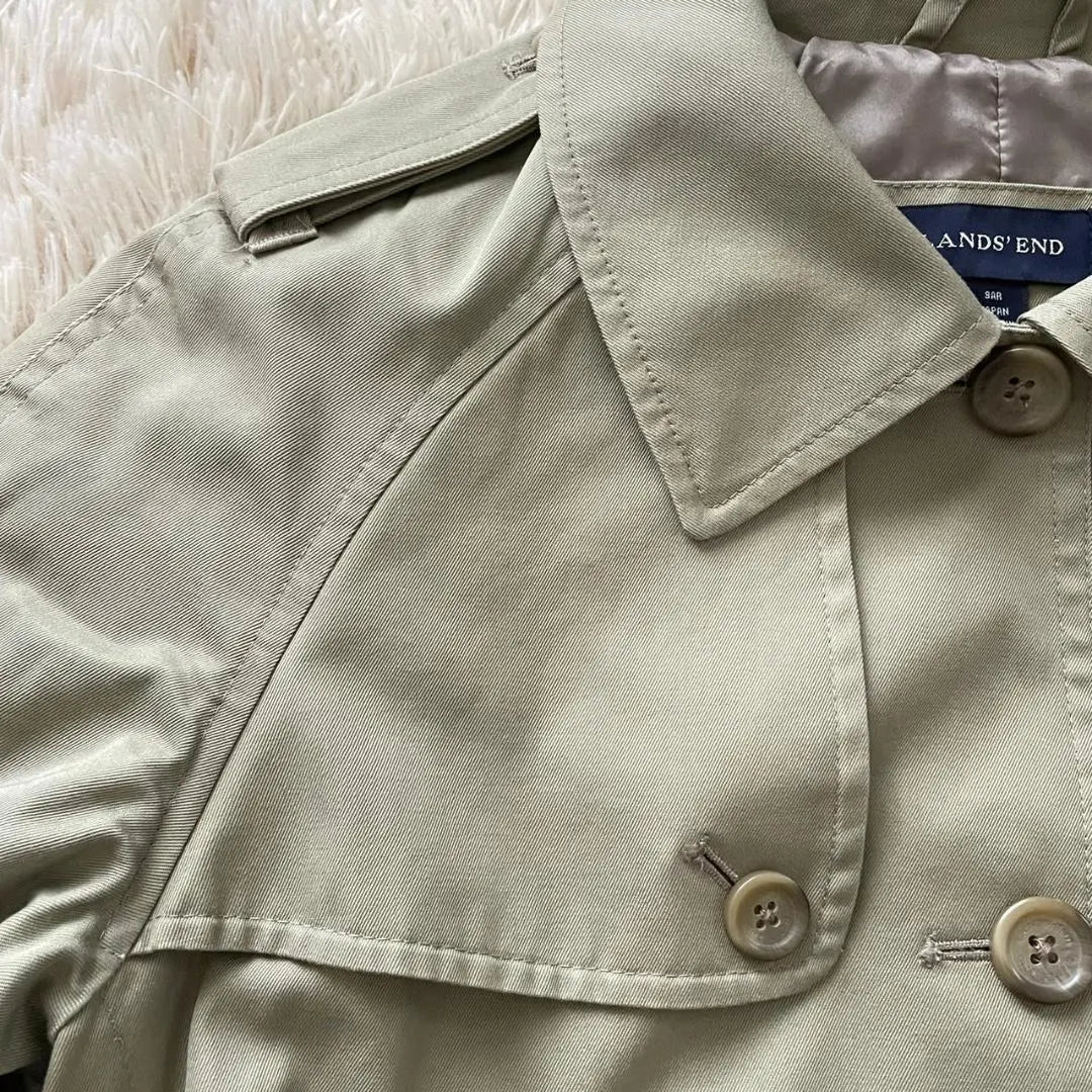 [Lands End] Trench coat 100% cotton Epaulette Beautiful classic Lining