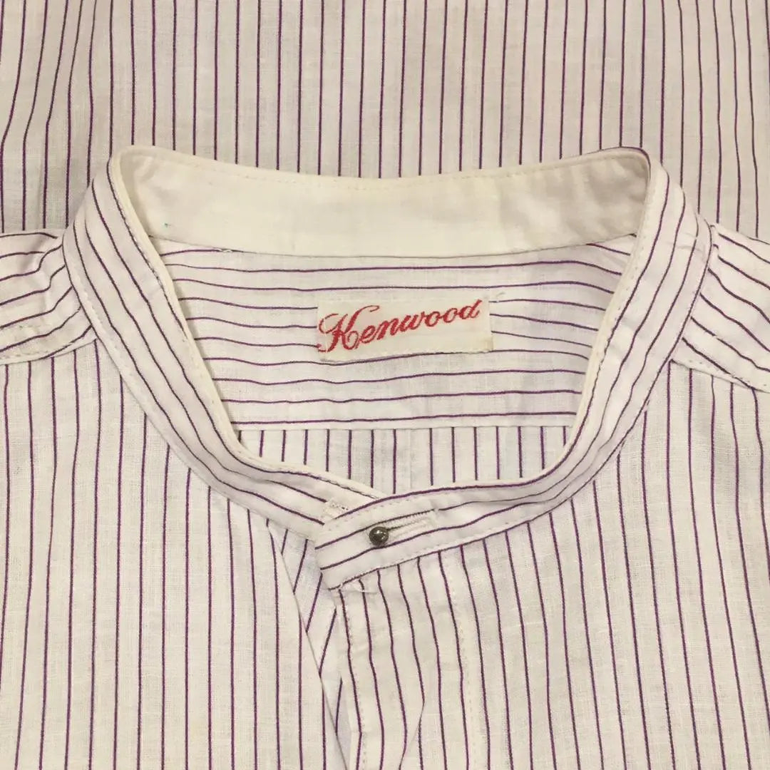 Camisa vintage de rayas de los años 1910 y 1920 con cuello alto y refuerzo, longitud S