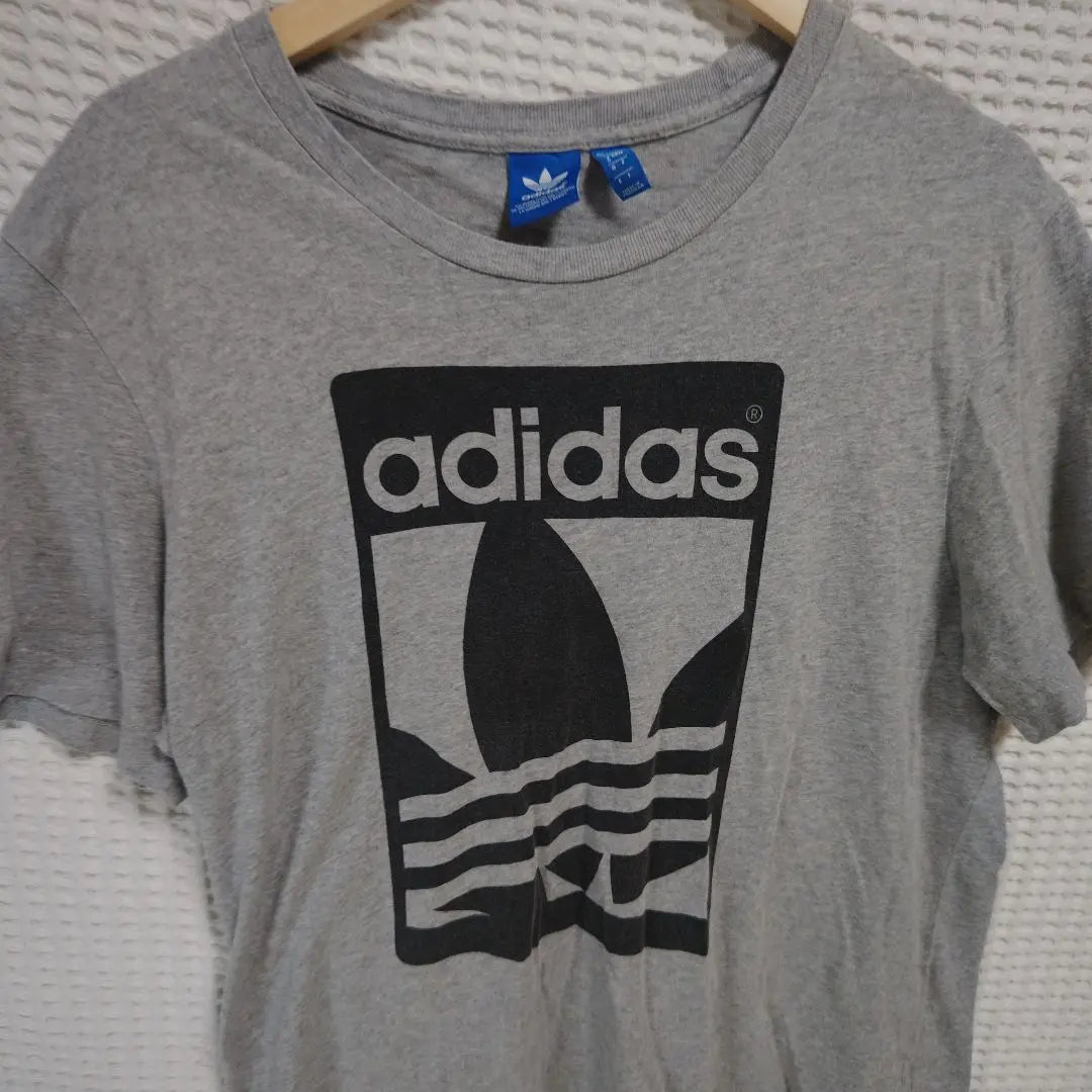 [Popular☆Stylish☆adidas] Gray Trefoil Logo T-shirt Size O